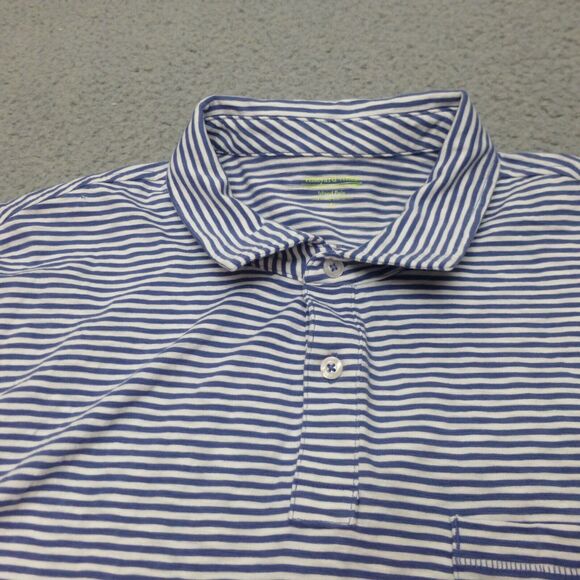 Vineyard Vines Shirt Mens Large Island Polo Striped Blue Pocket Cotton Preppy - Picture 3 of 9